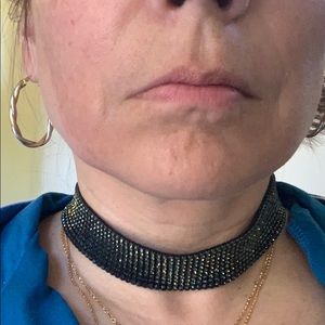 SWAROVSKI black crystal choker necklace 10-14”